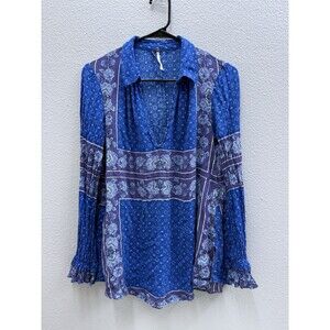 Free People Top Size Small Boho Gauzy Lightweight Soft Blue